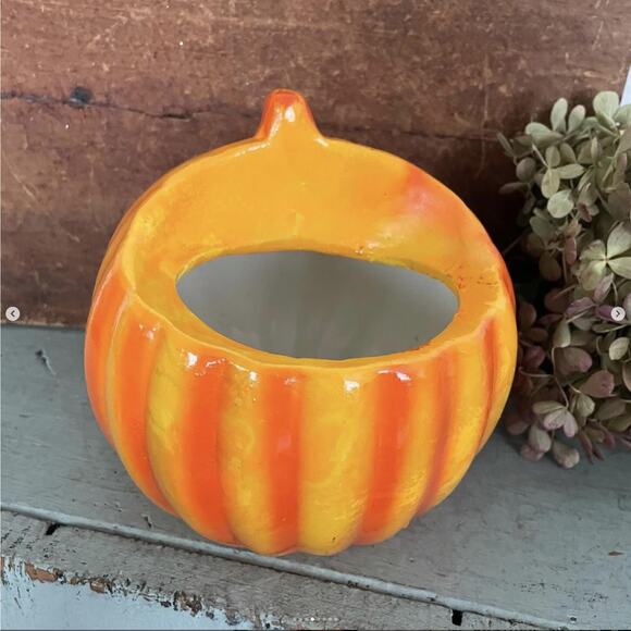 Vintage Halloween Anthropomorphic Jack JOL Pumpkin Planter Holland Floral Taiwan - Picture 4 of 8